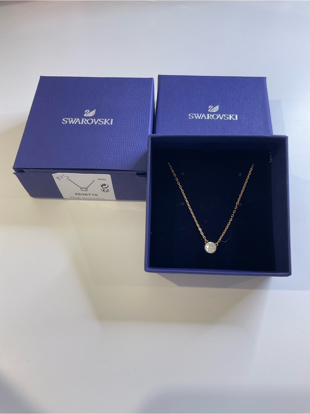 Swarovski Rose Gold Tone Necklace with Clear Crystal Pendant